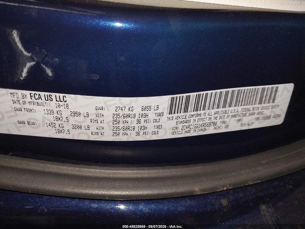 2C4RC1GG1KR569780 2019 CHRYSLER PACIFICA photo no. 9
