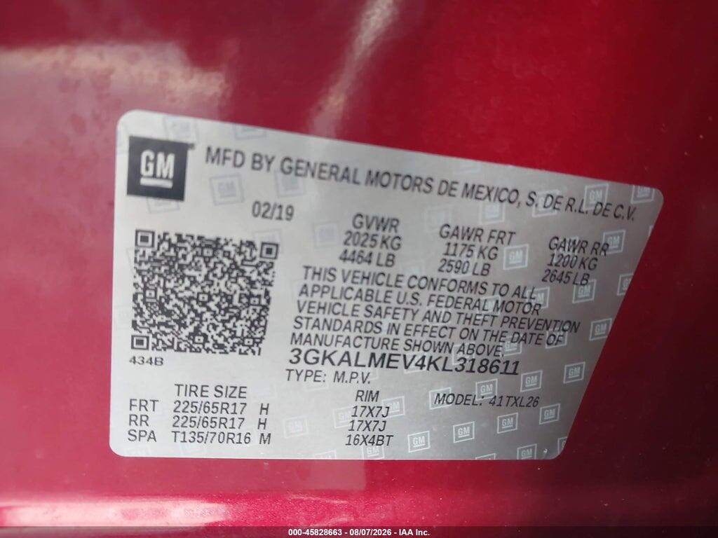 3GKALMEV4KL318611 2019 GMC TERRAIN photo no. 9
