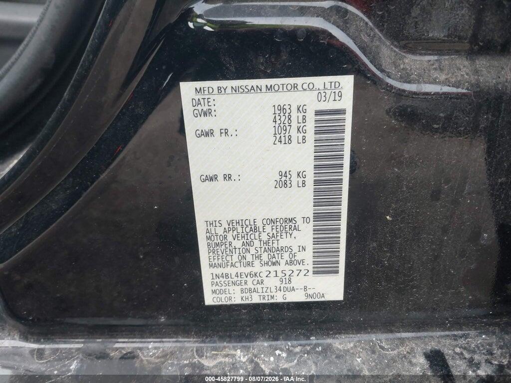 1N4BL4EV6KC215272 2019 NISSAN ALTIMA photo no. 9