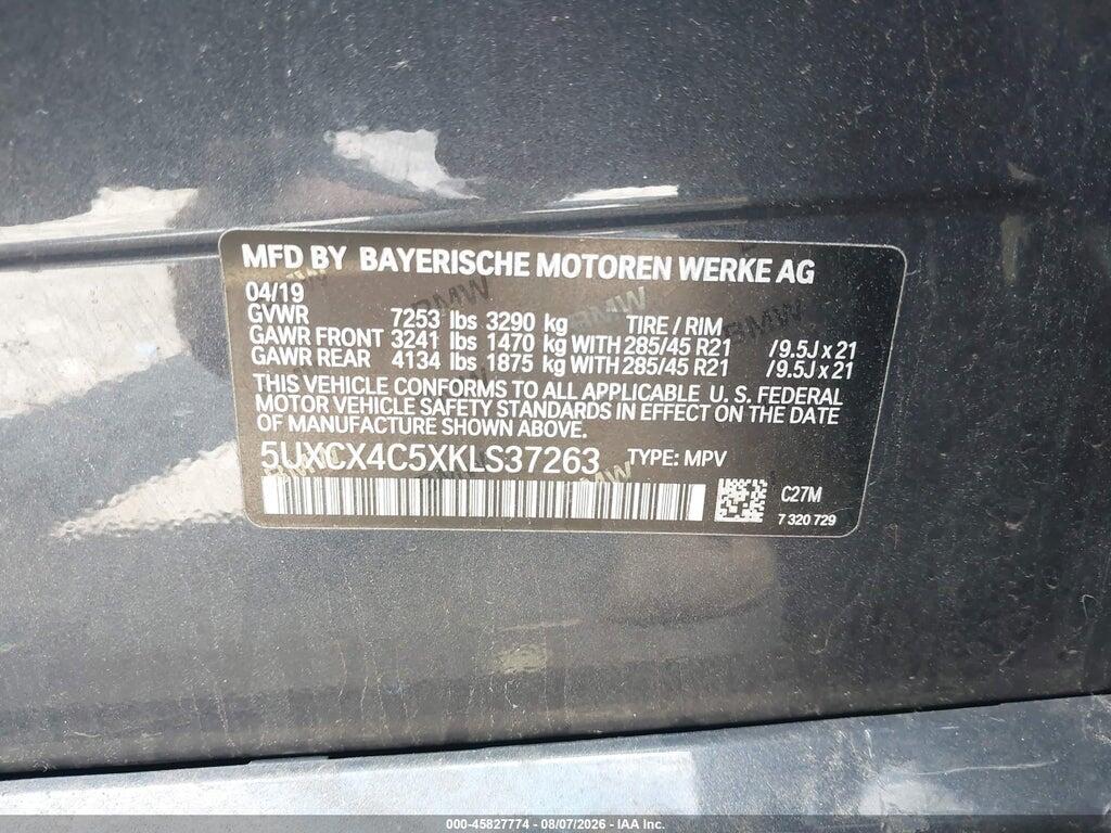 5UXCX4C5XKLS37263 2019 BMW X7 photo no. 9