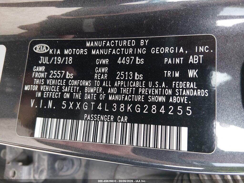 5XXGT4L38KG284255 2019 KIA OPTIMA photo no. 9