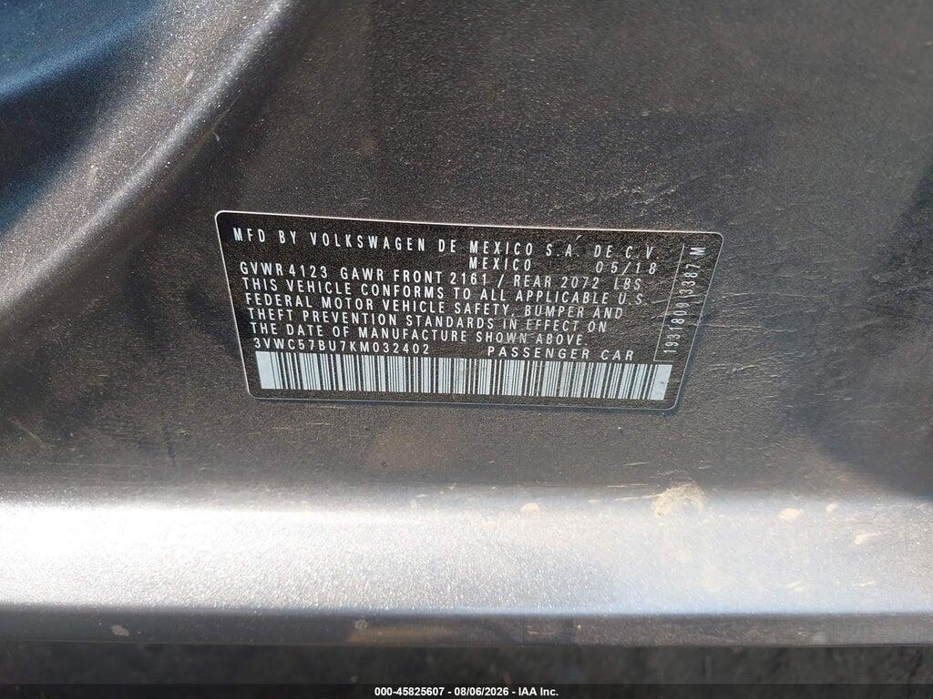 3VWC57BU7KM032402 2019 VOLKSWAGEN JETTA photo no. 9