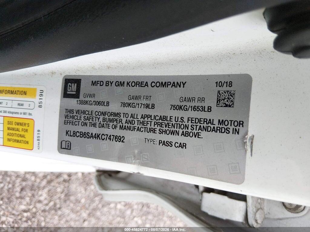 KL8CB6SA4KC747692 2019 CHEVROLET SPARK photo no. 9