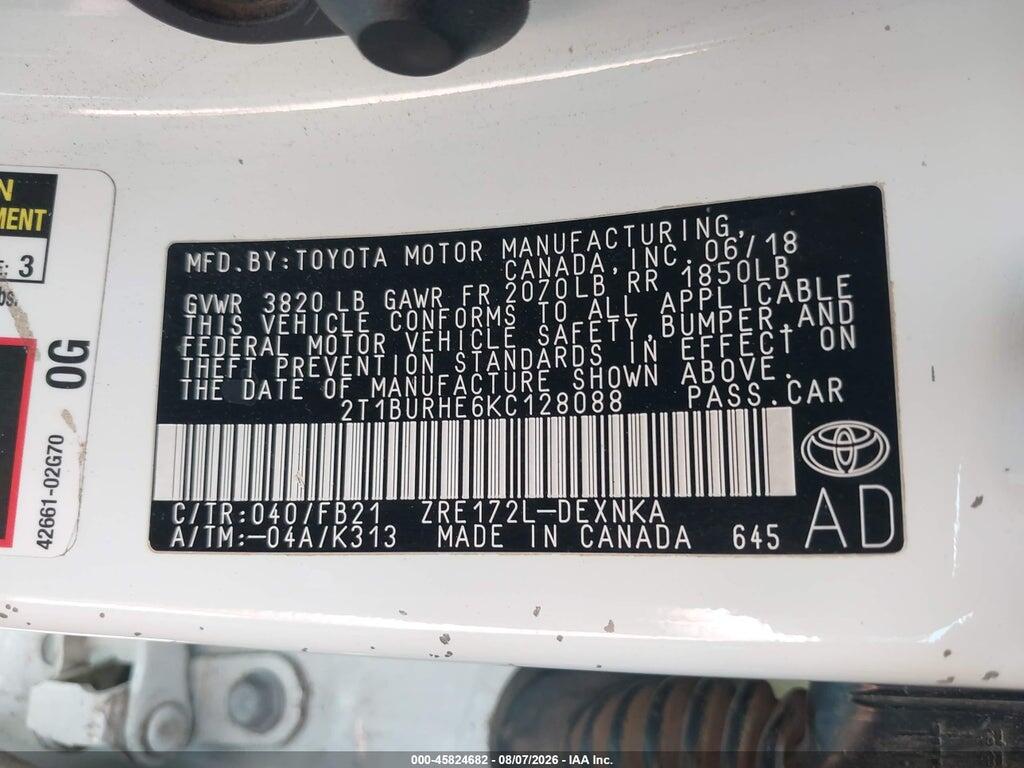 2T1BURHE6KC128088 2019 TOYOTA COROLLA photo no. 9