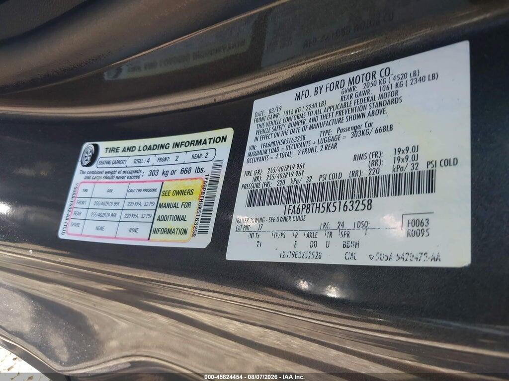 1FA6P8TH5K5163258 2019 FORD MUSTANG photo no. 9