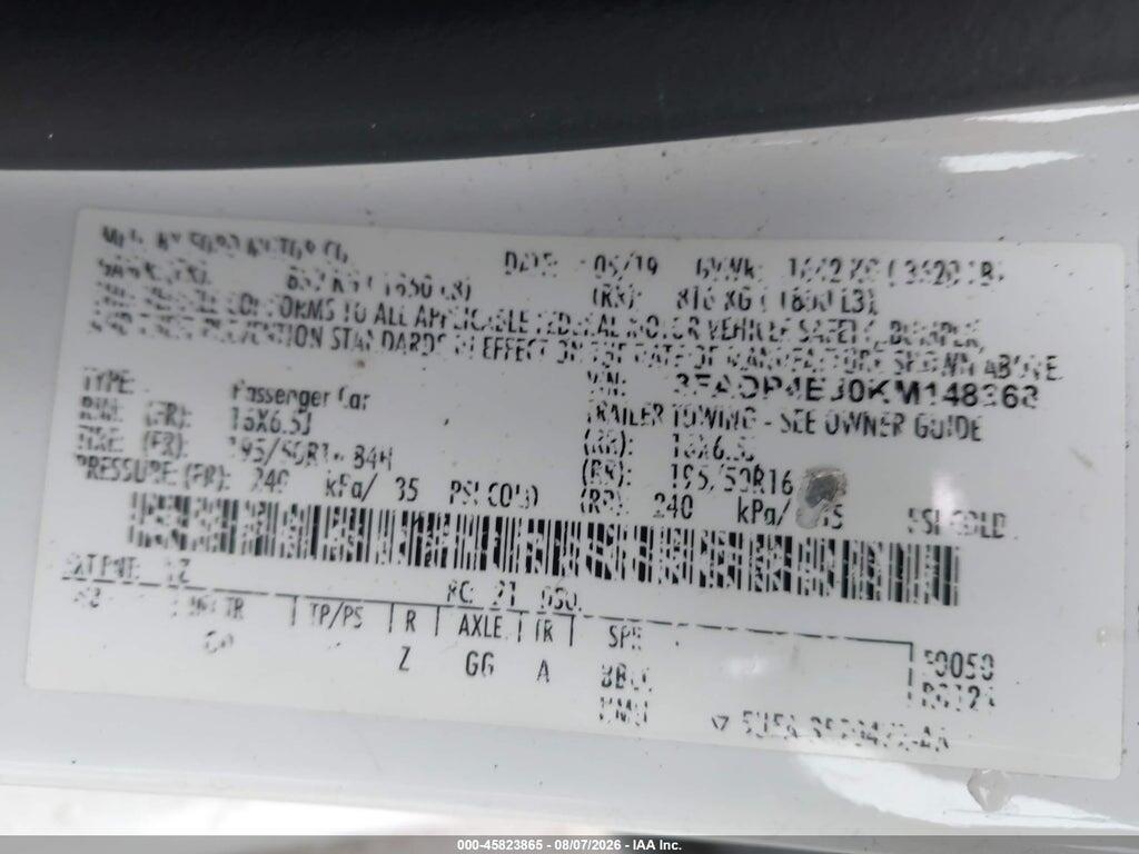 3FADP4EJ0KM148368 2019 FORD FIESTA photo no. 9