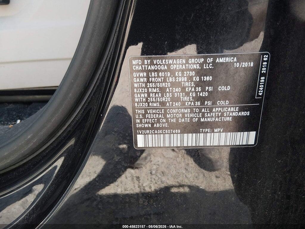 1V2UR2CA0KC507469 2019 VOLKSWAGEN ATLAS photo no. 9