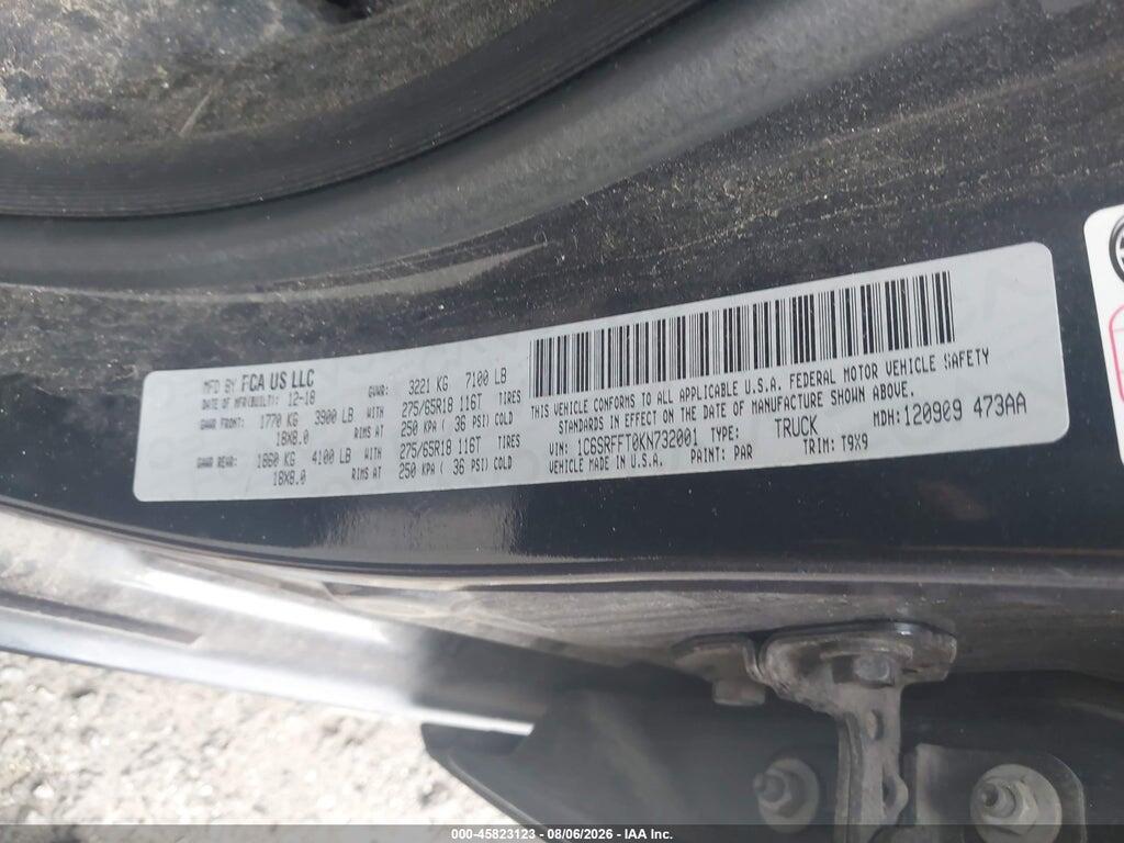 1C6SRFFT0KN732001 2019 RAM 1500 photo no. 9