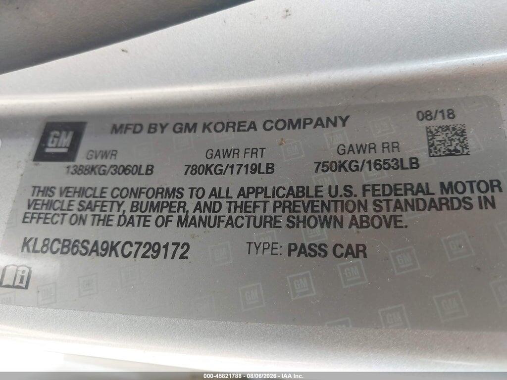 KL8CB6SA9KC729172 2019 CHEVROLET SPARK photo no. 9