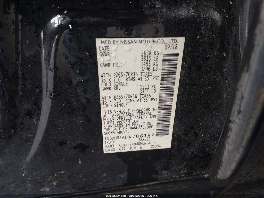 1N6DD0EV1KN708187 2019 NISSAN FRONTIER photo no. 9