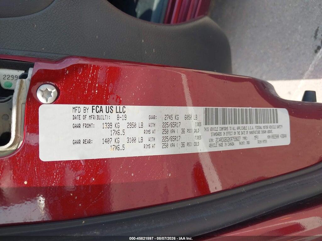 2C4RDGBG2KR759627 2019 DODGE GRAND CARAVAN photo no. 9
