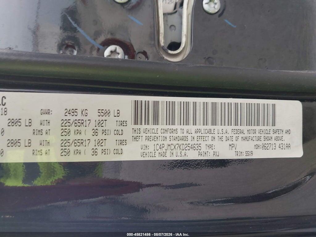 1C4PJMCX7KD254635 2019 JEEP CHEROKEE photo no. 9