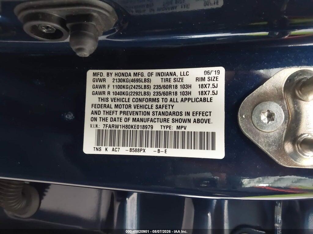 7FARW1H80KE018979 2019 HONDA CR-V photo no. 9