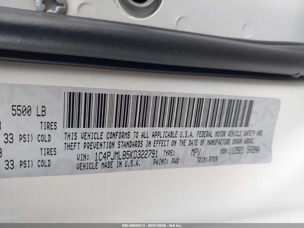 1C4PJMLB5KD322791 2019 JEEP CHEROKEE photo no. 9