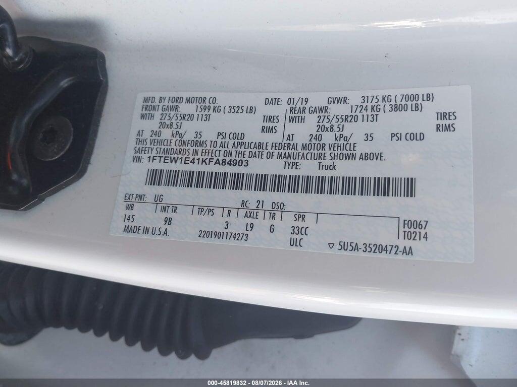 1FTEW1E41KFA84903 2019 FORD F-150 photo no. 9