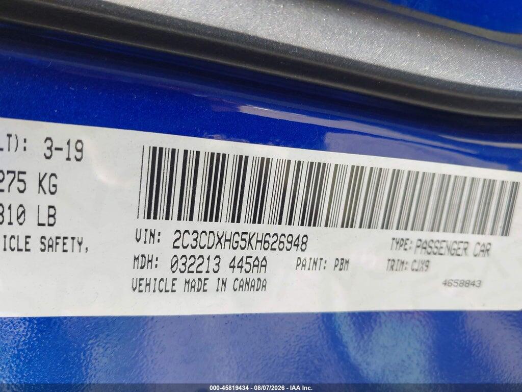 2C3CDXHG5KH626948 2019 DODGE CHARGER photo no. 9