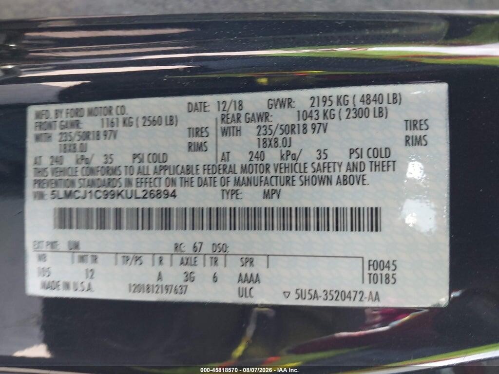 5LMCJ1C99KUL26894 2019 LINCOLN MKC photo no. 9
