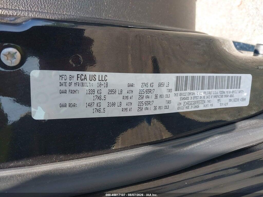 2C4RDGEG6KR557224 2019 DODGE GRAND CARAVAN photo no. 9
