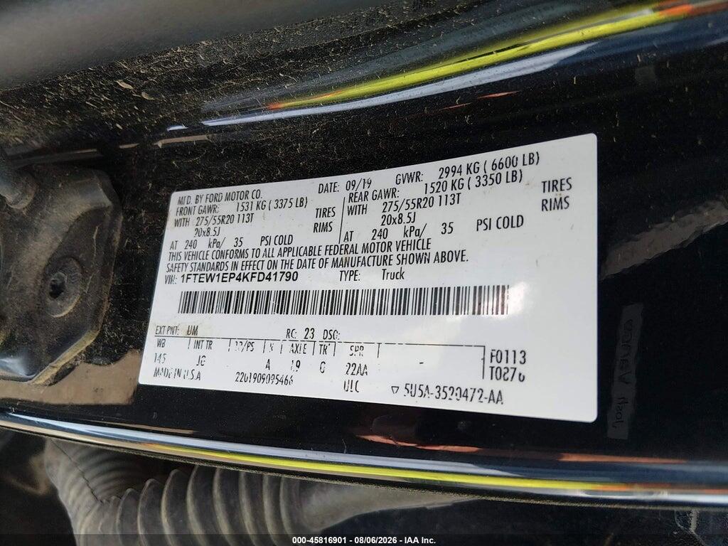 1FTEW1EP4KFD41790 2019 FORD F-150 photo no. 9