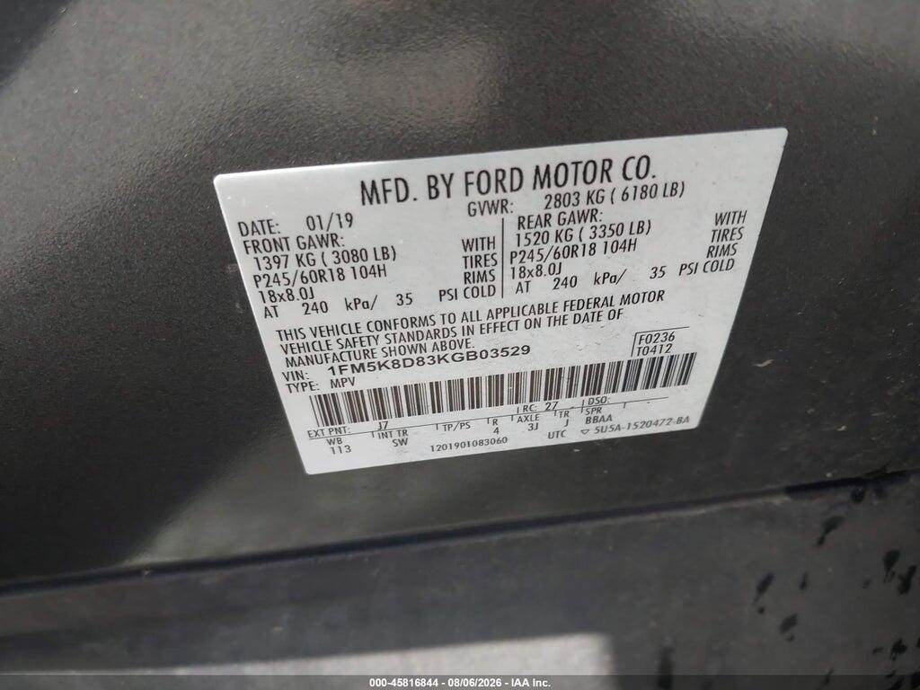 1FM5K8D83KGB03529 2019 FORD EXPLORER photo no. 9