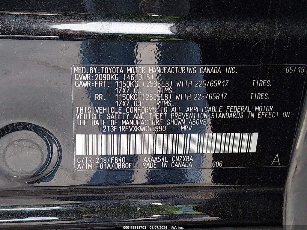 2T3F1RFVXKW055990 2019 TOYOTA RAV4 photo no. 9