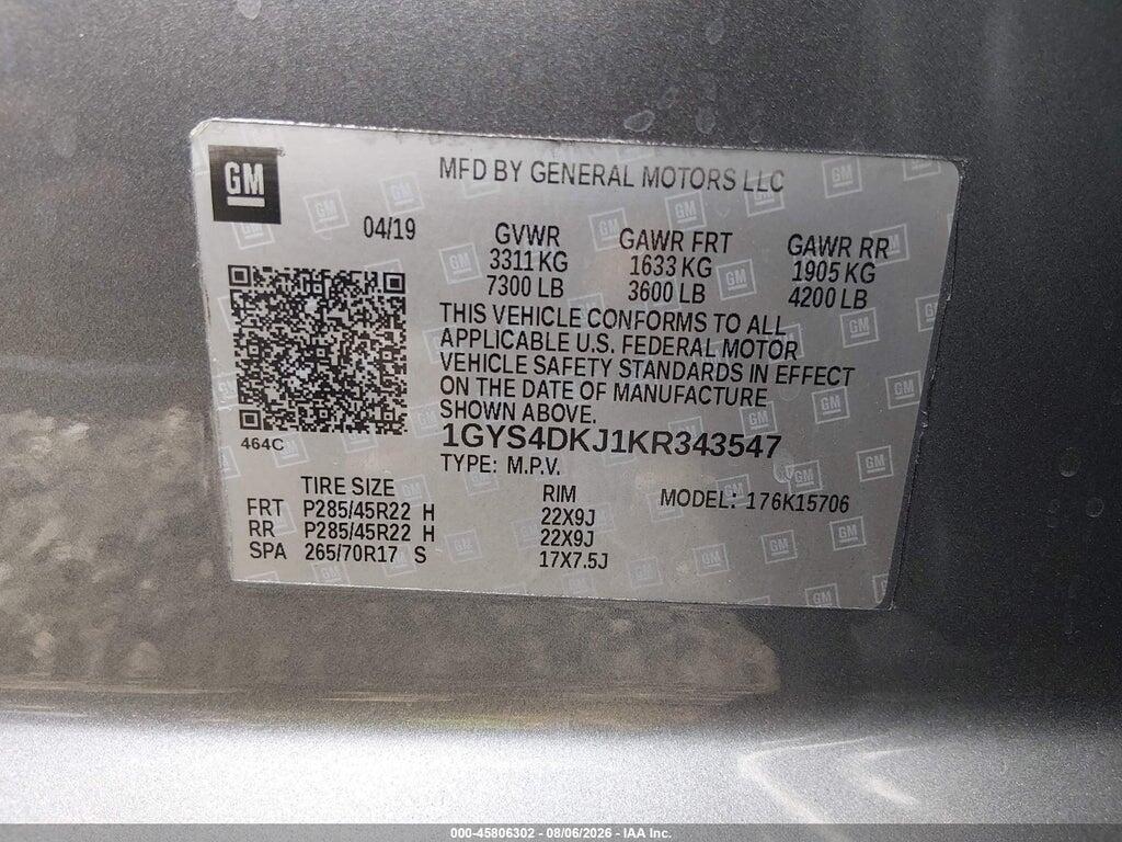 1GYS4DKJ1KR343547 2019 CADILLAC ESCALADE photo no. 9