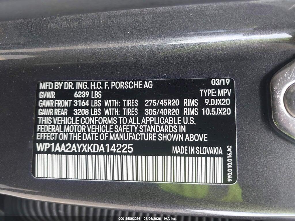 WP1AA2AYXKDA14225 2019 PORSCHE CAYENNE photo no. 9