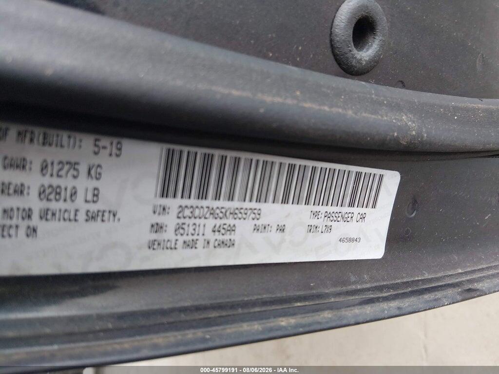 2C3CDZAG5KH659759 2019 DODGE CHALLENGER photo no. 9