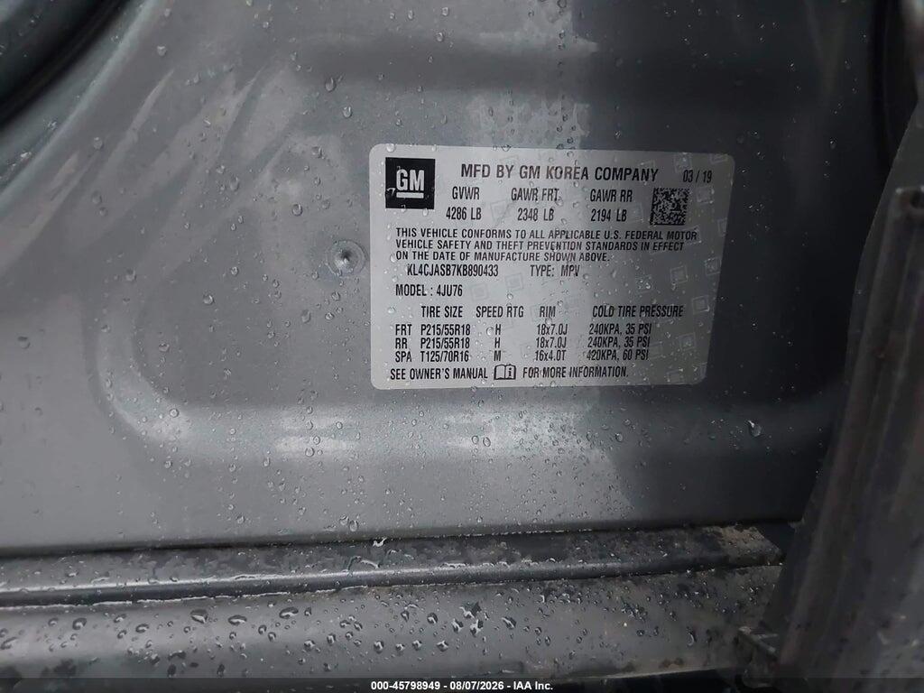 KL4CJASB7KB890433 2019 BUICK ENCORE photo no. 9