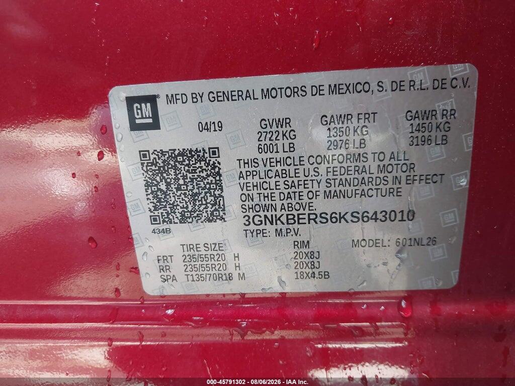 3GNKBERS6KS643010 2019 CHEVROLET BLAZER photo no. 9
