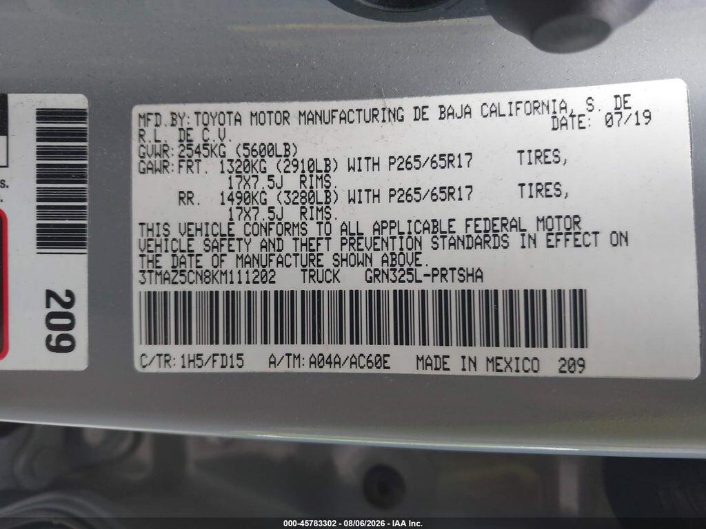 3TMAZ5CN8KM111202 2019 TOYOTA TACOMA photo no. 9