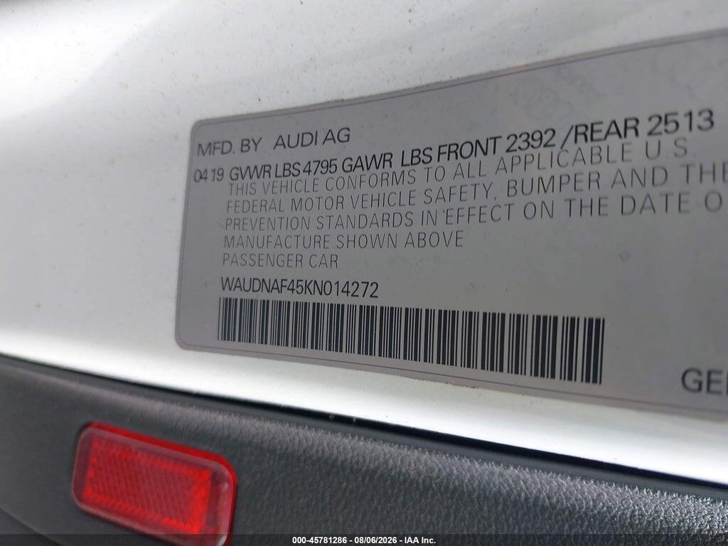 WAUDNAF45KN014272 2019 AUDI A4 photo no. 9