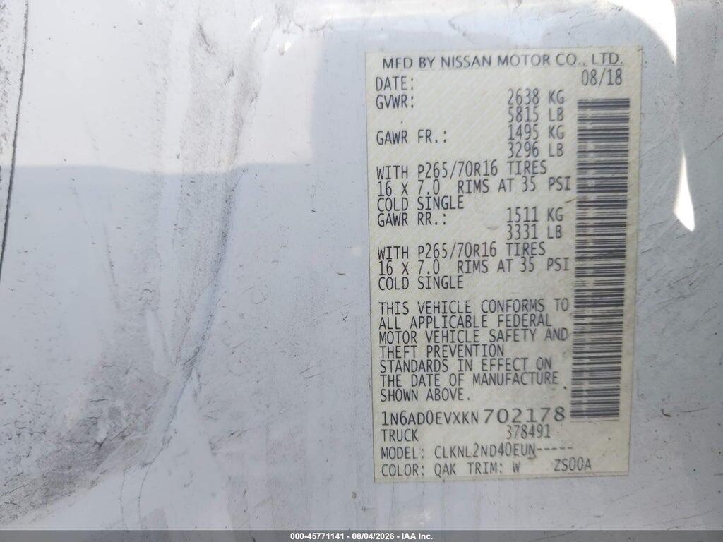 1N6AD0EVXKN702178 2019 NISSAN FRONTIER photo no. 9