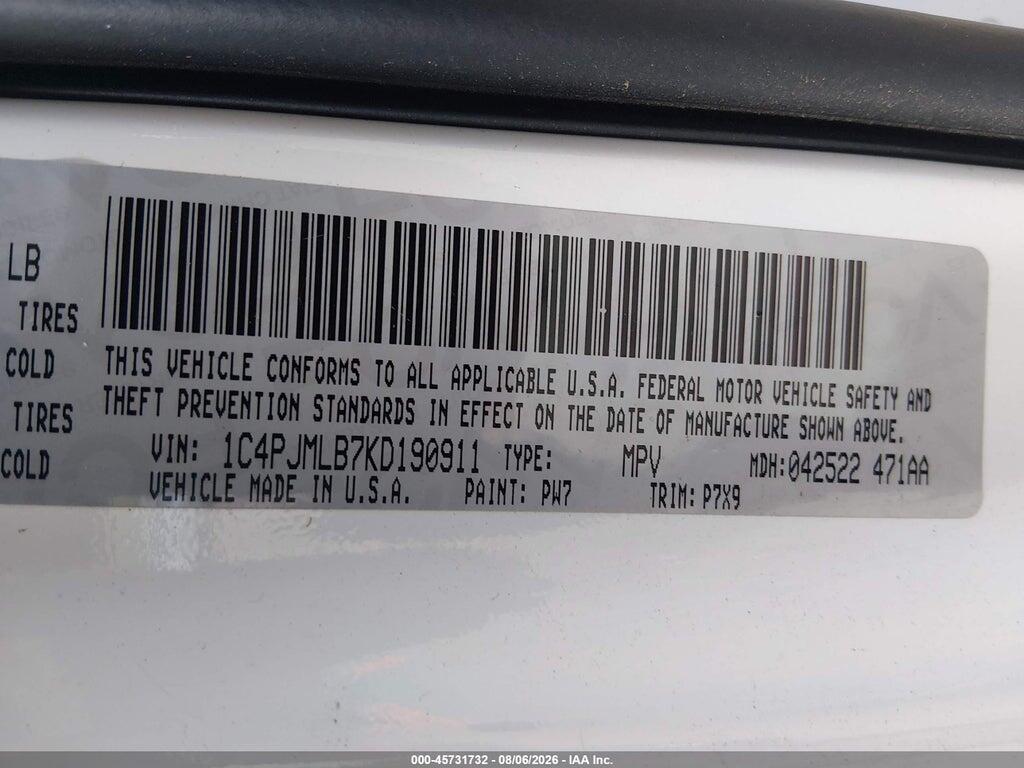 1C4PJMLB7KD190911 2019 JEEP CHEROKEE photo no. 9