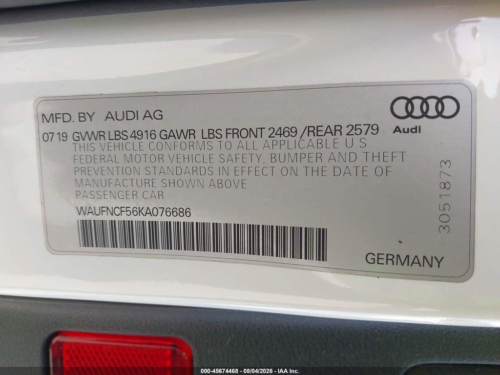 WAUFNCF56KA076686 2019 AUDI A5 photo no. 9