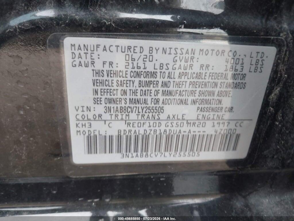 3N1AB8CV7LY255505 2020 NISSAN SENTRA photo no. 9