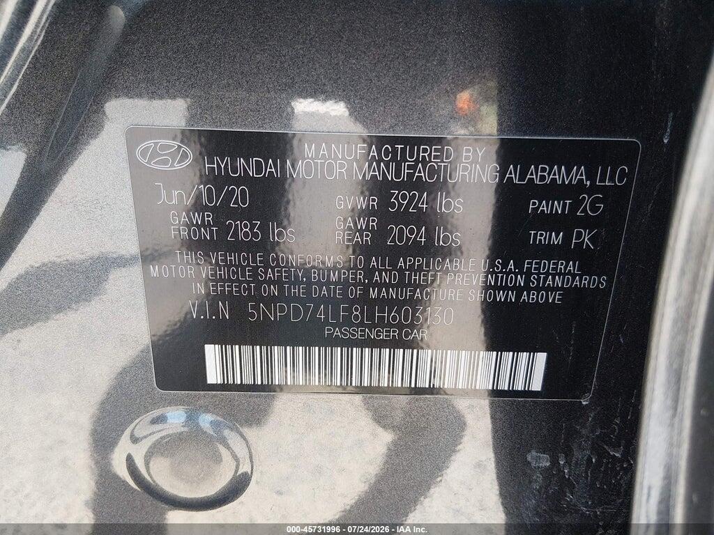 5NPD74LF8LH603130 2020 HYUNDAI ELANTRA photo no. 9