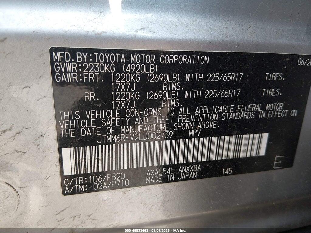 JTMM6RFV2LD002739 2020 TOYOTA RAV4 HYBRID photo no. 9
