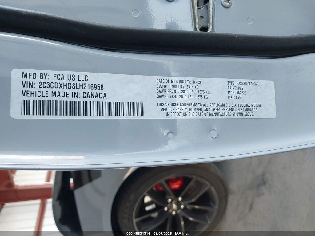 2C3CDXHG8LH216968 2020 DODGE CHARGER photo no. 9