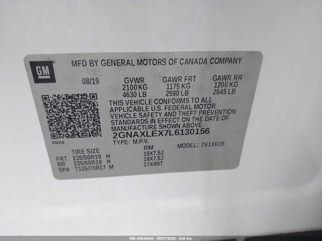 2GNAXLEX7L6130156 2020 CHEVROLET EQUINOX photo no. 9