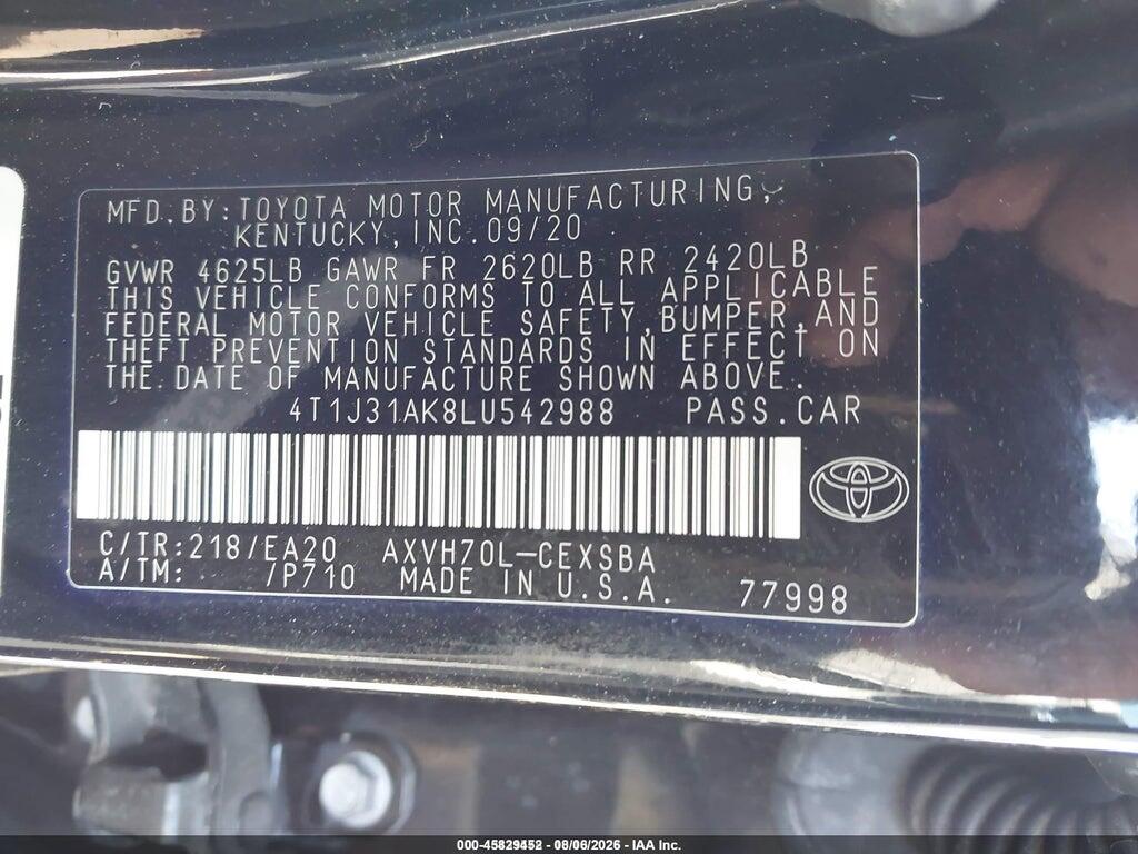 4T1J31AK8LU542988 2020 TOYOTA CAMRY photo no. 9
