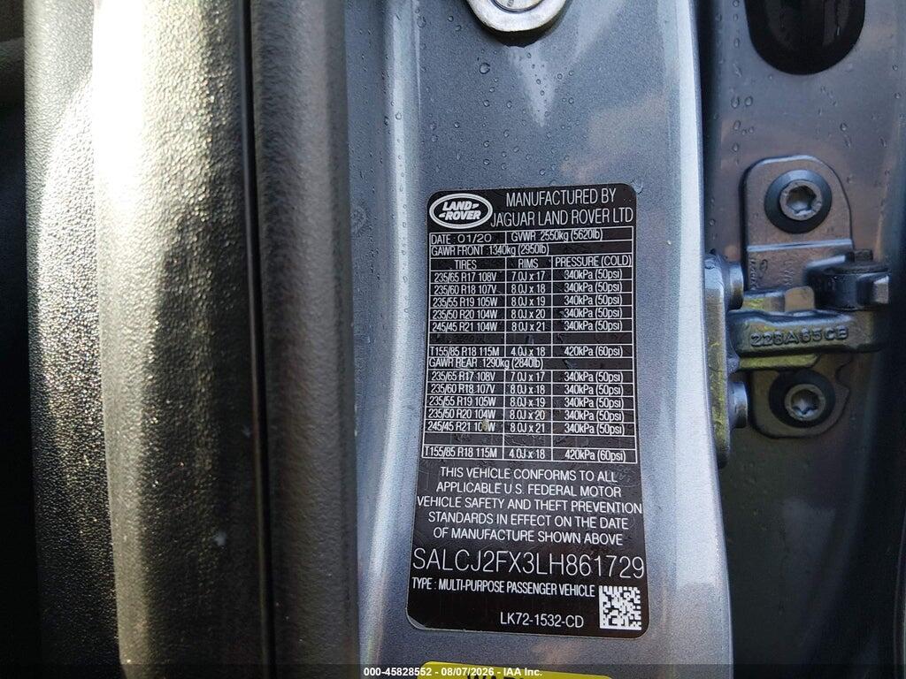 SALCJ2FX3LH861729 2020 LAND ROVER DISCOVERY SPORT photo no. 9