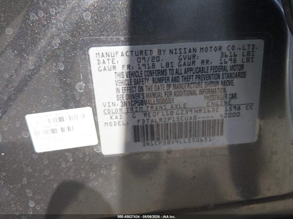 3N1CP5BV4LL550651 2020 NISSAN KICKS photo no. 9