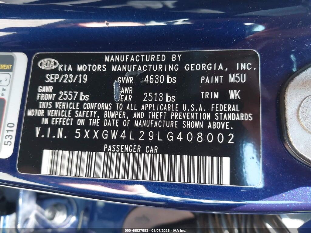 5XXGW4L29LG408002 2020 KIA OPTIMA photo no. 9