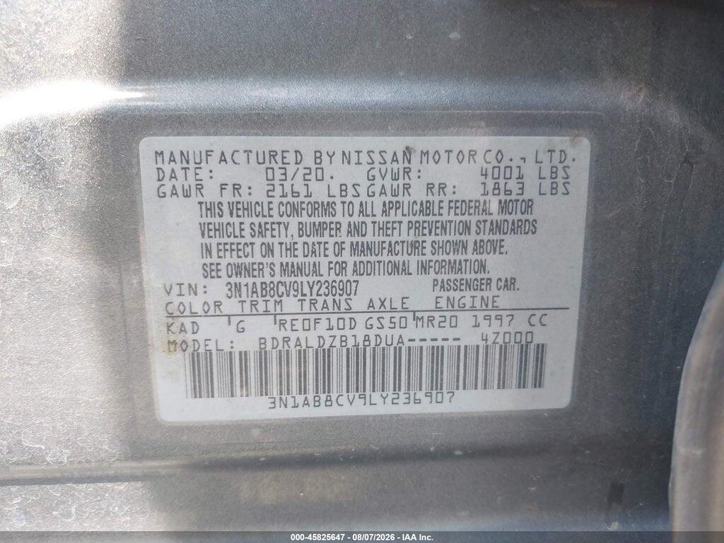 3N1AB8CV9LY236907 2020 NISSAN SENTRA photo no. 9