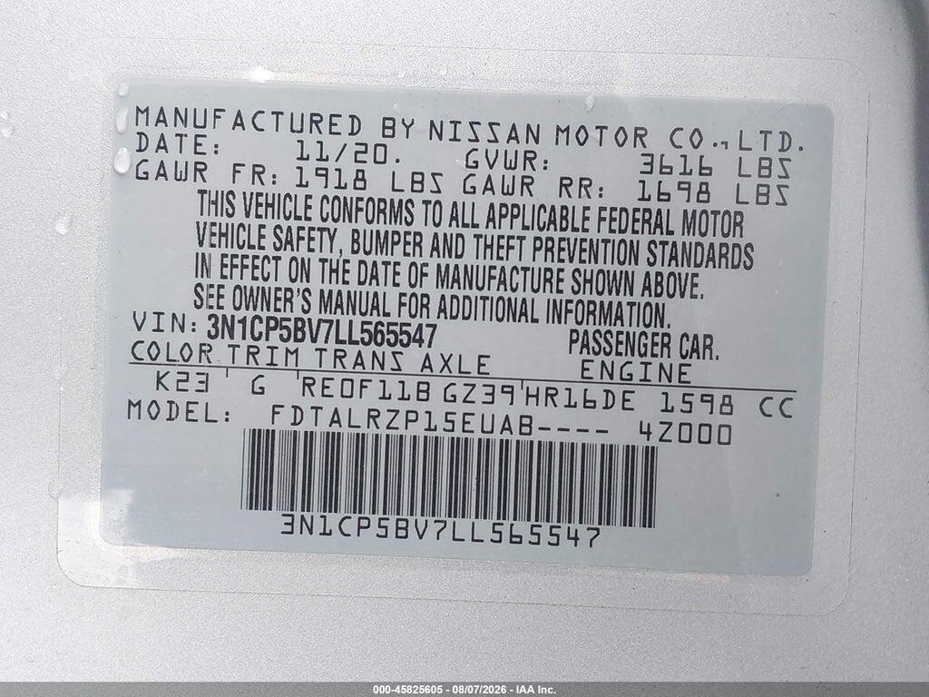 3N1CP5BV7LL565547 2020 NISSAN KICKS photo no. 9