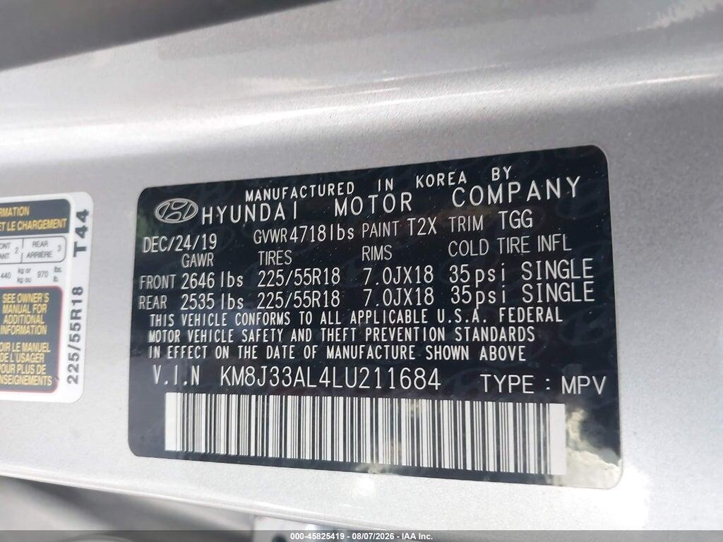 KM8J33AL4LU211684 2020 HYUNDAI TUCSON photo no. 9