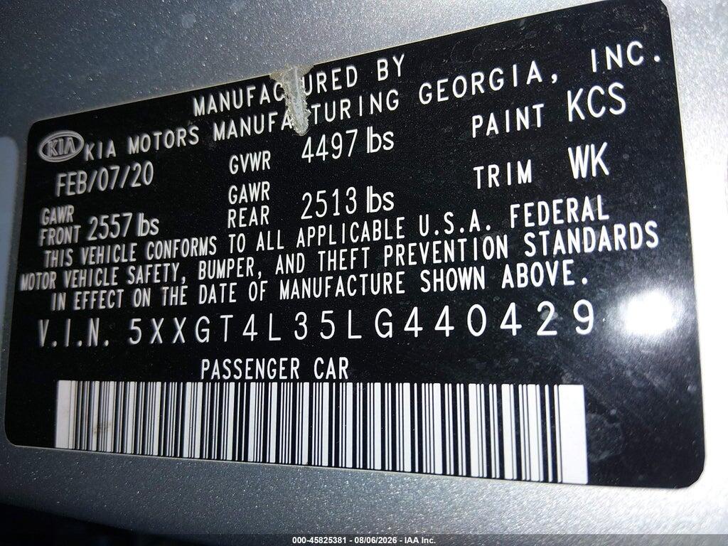 5XXGT4L35LG440429 2020 KIA OPTIMA photo no. 9