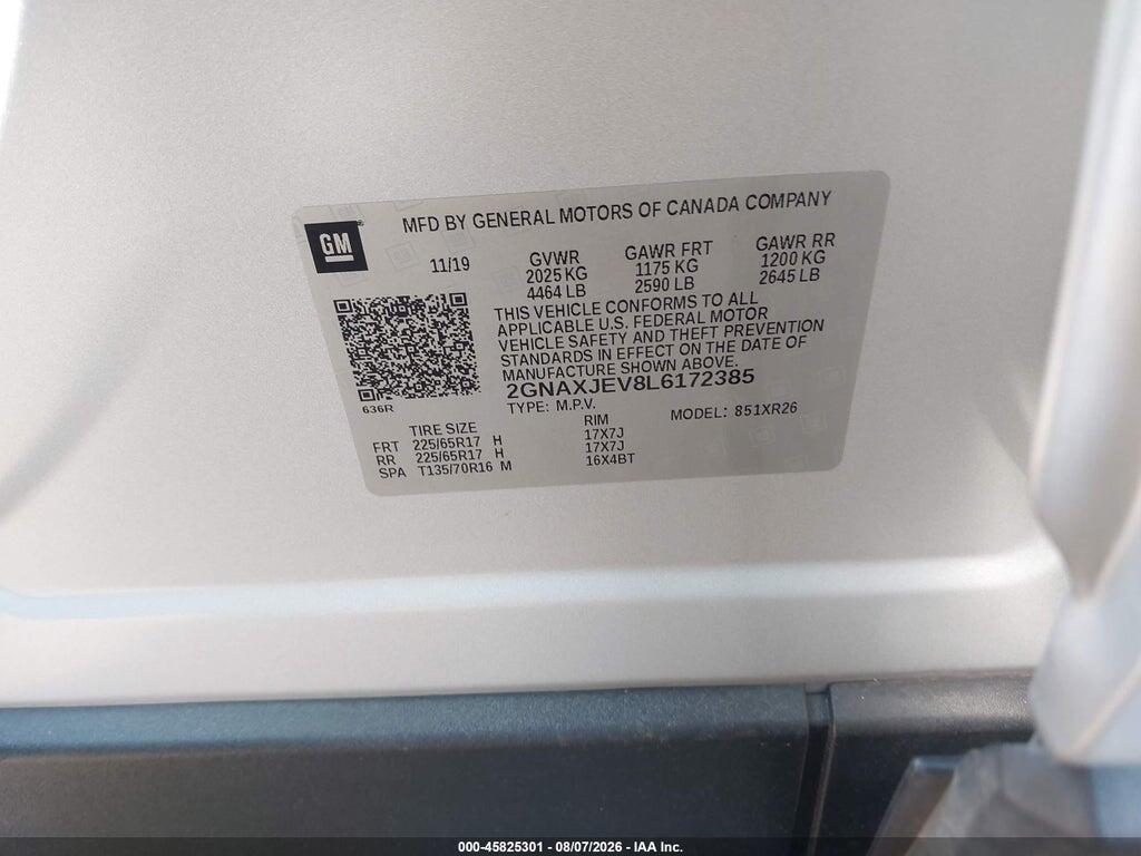 2GNAXJEV8L6172385 2020 CHEVROLET EQUINOX photo no. 9