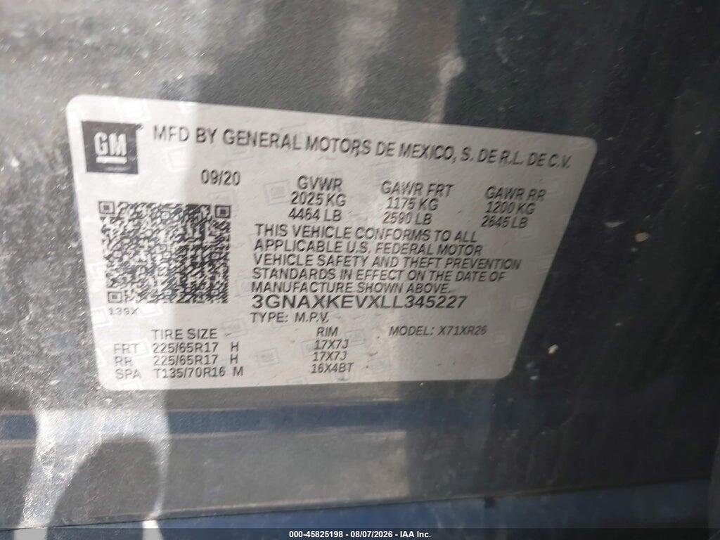 3GNAXKEVXLL345227 2020 CHEVROLET EQUINOX photo no. 9